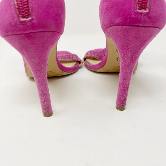 Jessica Simpson 6 Fuchsia Pink Jasper Ankle Strap Sandal Heels Suede Leather - Picture 10 of 12